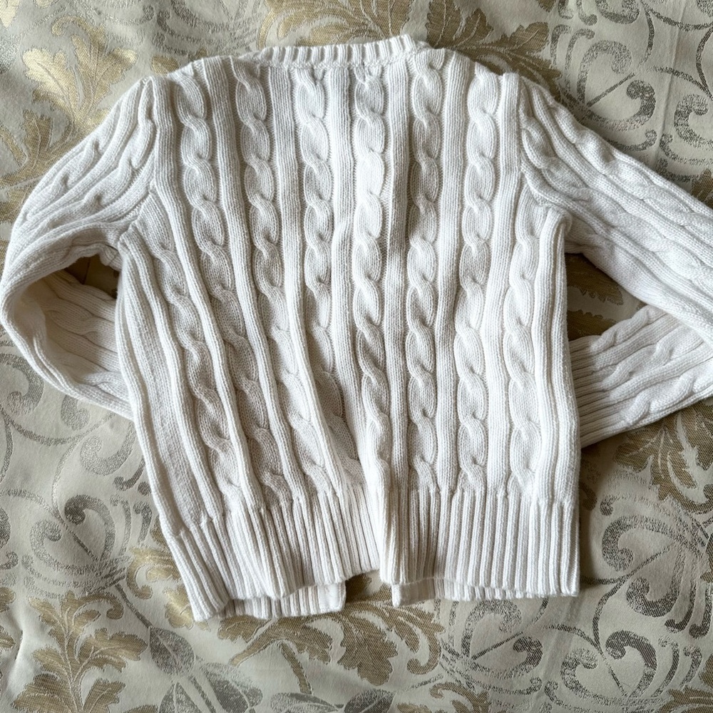 Ralph Lauren White Crew Neck Cable Knit Sweater